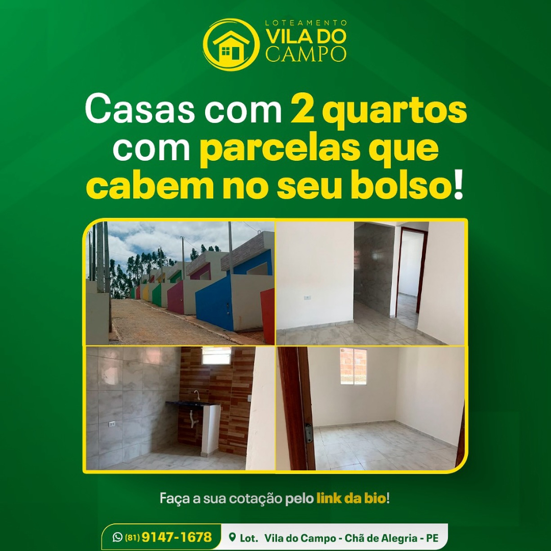 Casas com 2 quartos !-Parcelas que cabem no bolso